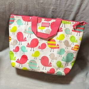 Thirty-One Colorful Bird Print Insulated Tote Bag